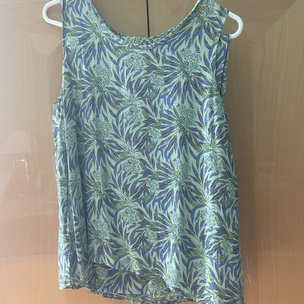 Flax Tropical Green and Blue Tank Top and pants set